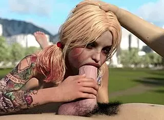 Can Harley Quinn deepthroat this huge white dick?