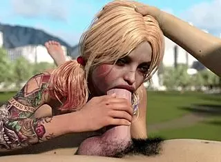 Can Harley Quinn deepthroat this huge white dick?