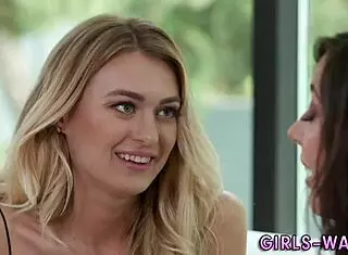 Hot blonde lesbians scissor and rim each other