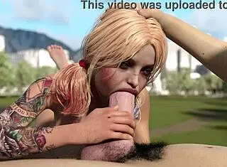 Can Harley Quinn deepthroat this huge white dick?