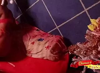 Santa Claus Fucks Latina Amateur with Big Natural Tits on Christmas Night
