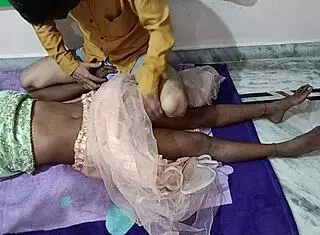 Housewife in bedroom with friend and husband