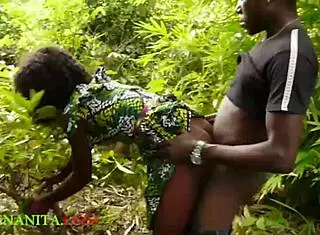 Intense fucking with big black cock in the bush