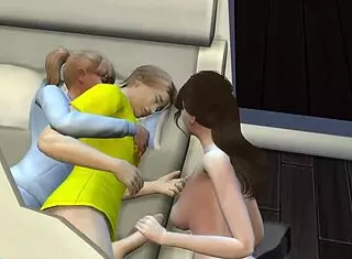 Hidden blowjob sparks wild threesome in anime hentai scene with alien twist.