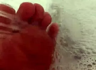 Hungarian babe takes off nylon and showers with footjob fetish