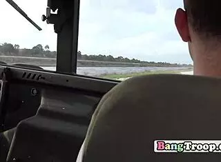 horny soldiers head to the lake for rough gay oral action