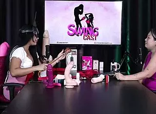 Luciana Kai And Tifany Rocha In Sheer Red Lingerie For Glamorous Sexshop Swing Cast