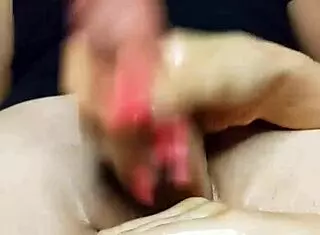 Oiled handjob on tits leads to him busting huge nut 💦😏