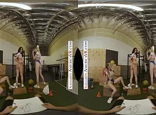 Aiden Ashley and friends surprise personal trainer naughtily