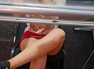 Sexy mexican secretary nataly in risky public skirt at university.