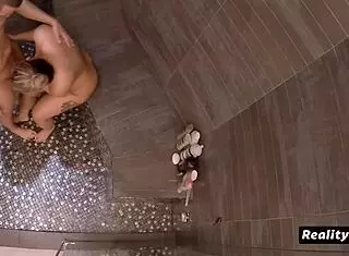 softcore sex in the shower before a wild swinger massage session with amateurs and couples