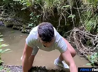 Exploring nature with raunchy step-uncle in the shower