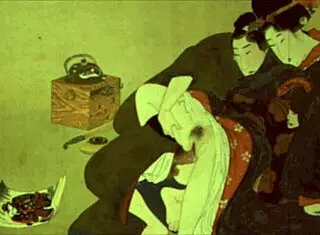 vintage erotic anime illustration with suggestive cartoon scenes