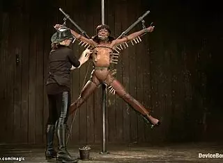 Hey! Watch lezdom torment blonde and ebony in rough tied-up action!