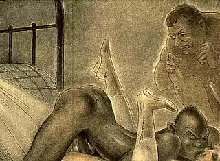 Vintage Erotic Drawings Featuring Hentai Anime Interracial Scenes
