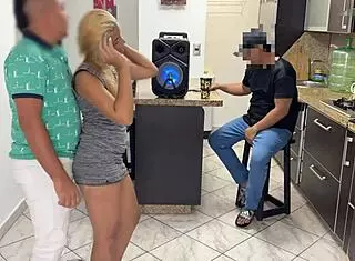 I lent my girlfriend to dance, but her big ass rubbing made my dick hard.