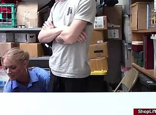 blonde lp officer sucks shoplifter's monster cock at work in pov