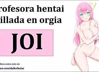 Joi hentai orgy with teacher in cosplay costumes and group jerk off instructions