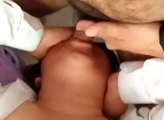 My girlfriend sucks me off after school in this risky homemade blowjob