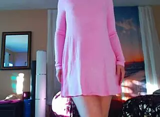dress try on turns into redhead milf's shaved pussy play.