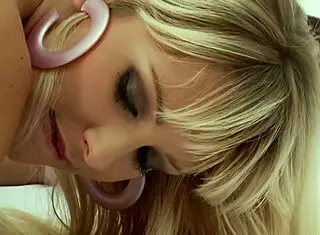 Blonde babe Natali DiAngelo enjoys nasty vibrator play in panties and pantyhose