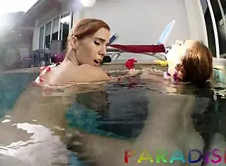 wow, twins strip naked and get pounded in outdoor pool!