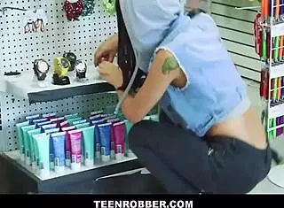 Skinny Shoplifter Violet Storm Accepts Officer's Sex Offer!