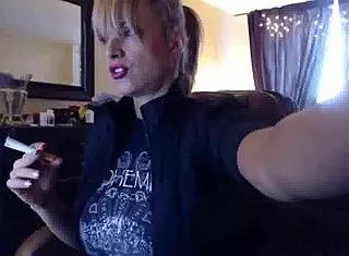 Sandi Smoking Three Brown Cork Cigarettes