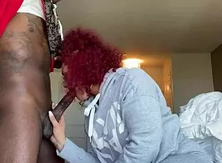 Fat Redhead Slut Sucks Big Cock Wetly