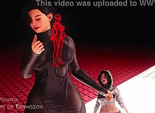 giantess woman grows huge in stunning 3d model hentai animation