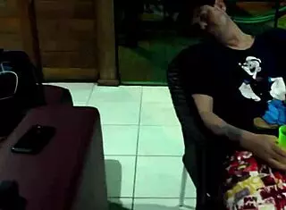 Old man watches latina with small tits get anal creampie