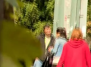 slutty teen sucks stranger's cock on public street