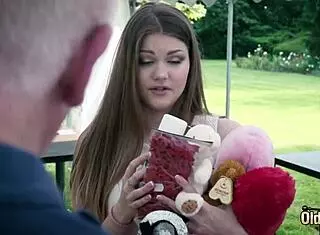 Teen pussy drilled hard by old cock in garage