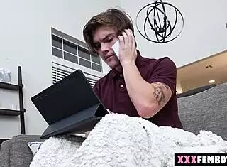 Young Guy Commands Tattooed Brunette Robot for Intense Titty Fucking and Hardcore Sex