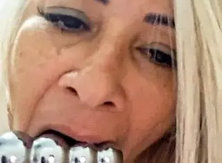 milf plays with ball dildo in naked pussy