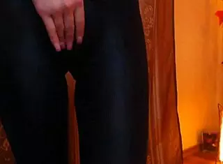 Petite brunette dances sensually in spandex leggings on webcam, feeling excited and private