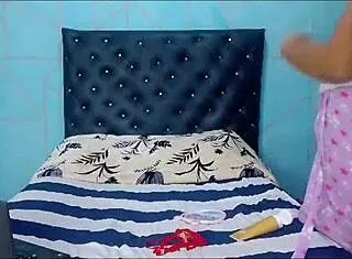 Busty Latina Stepmom Masturbates Husband's Hairy Pussy To Orgasm