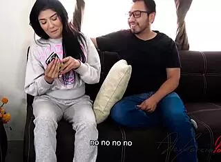 Convincing your neighbor for sex with big cock blowjob