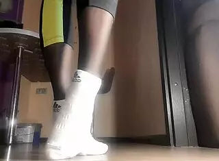 Sweaty feet after a long and intense training session.