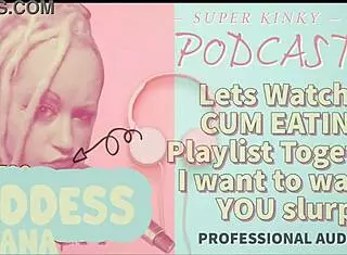 Let's watch a cum eating playlist together, I want to see you slurp