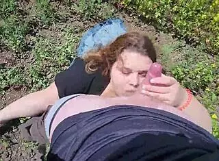 Beautiful Cutie Gives Outdoor Blowjob With Big Tits