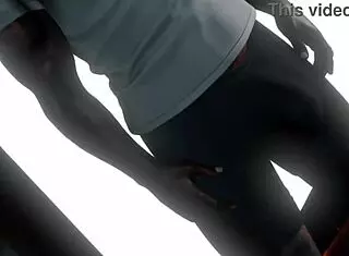 White slut boldly sucks deepthroat in public outdoor cartoon scene