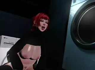 White slut boldly sucks deepthroat in public outdoor cartoon scene