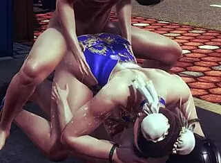 Claire Redfield and Jill Valentine deepthroat and assfuck Chun Li and Cammy intensely