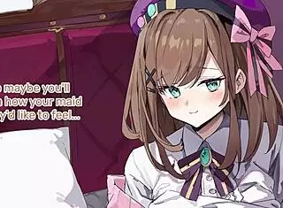 your hot maid brings a pleasant surprise in this hentai joi