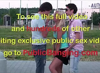 Very Cute Young Girl in Risky Public Threesome