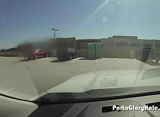 I'm at the porta gloryhole, so hungry for strangers' cum, can't wait!