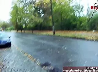 German brunette milf banged in public car sex meetup on street