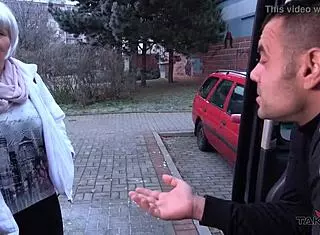 milf busty whore found on the street get cum covered pussy in driving van