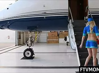 stewardess milf touches her pussy outdoors